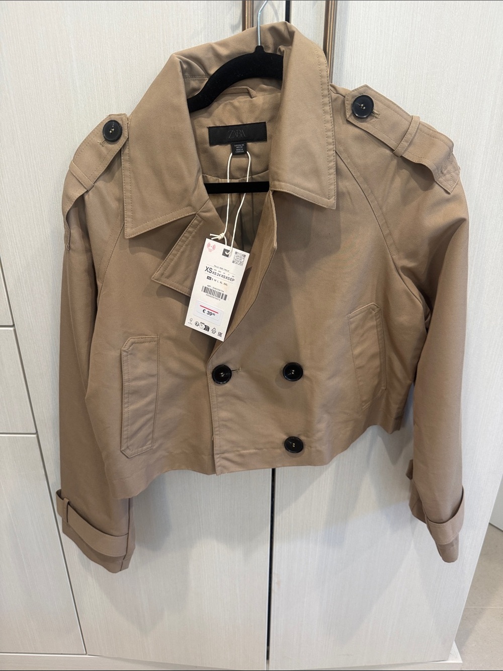 ZARA Cropped Trench Coat in Khaki